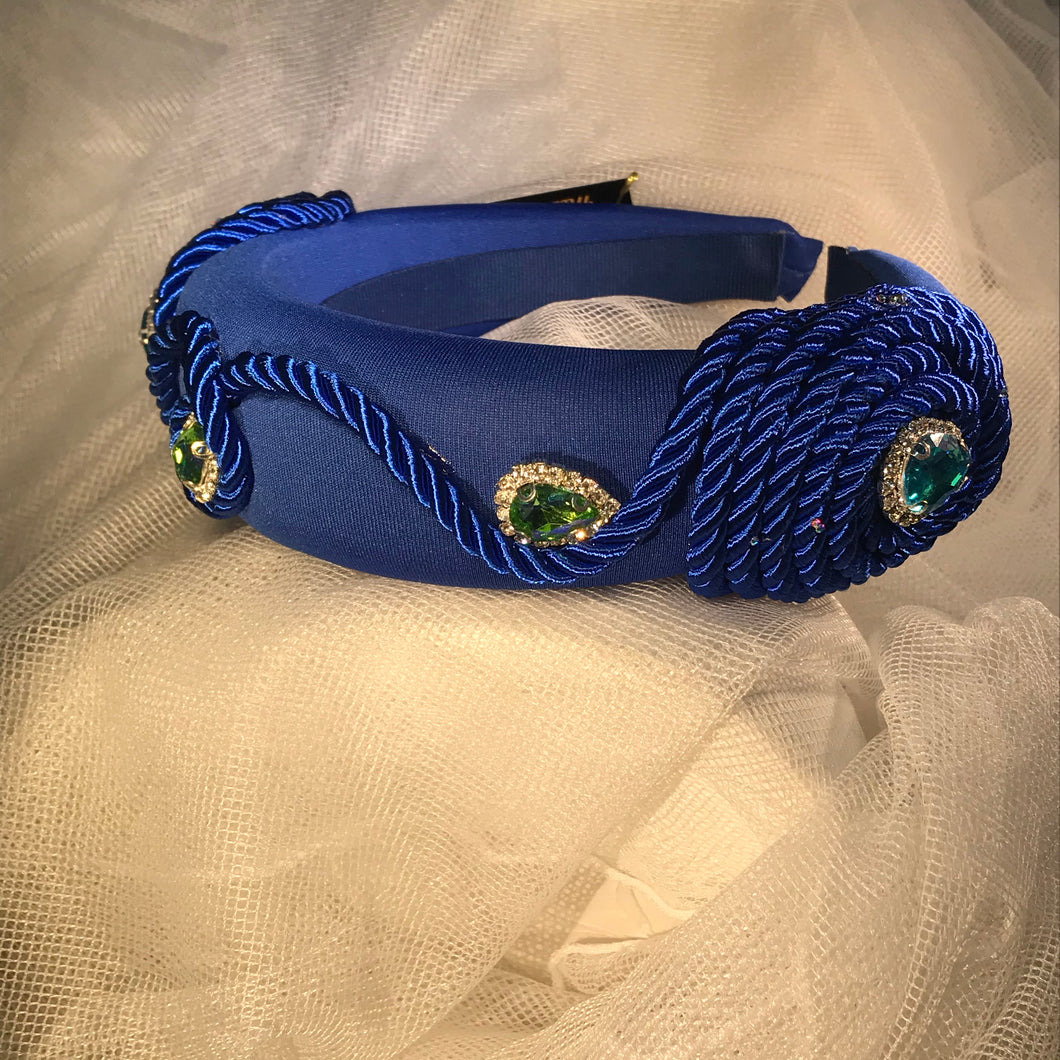 Vivid Blue Headband with Crystals