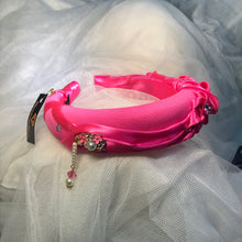 Load image into Gallery viewer, Hot Pink Headband with Pearls and Crystals

