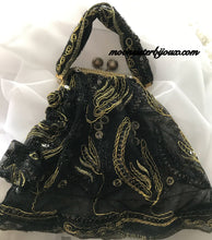 Load image into Gallery viewer, Black Purse with Raised Embroidery and Accessories
