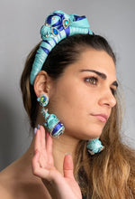 Load image into Gallery viewer, Blue and Turquoise Headband with Crystals
