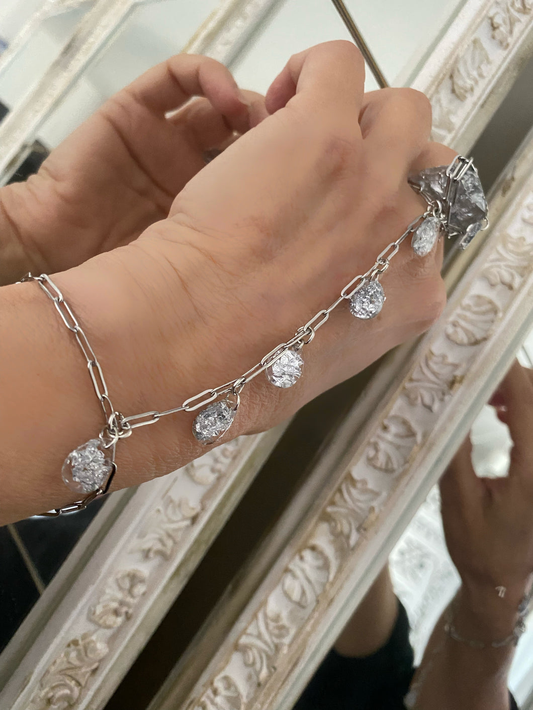 Crystal Chain Ring Bracelet + Ring