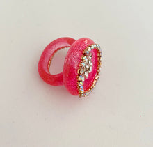 Load image into Gallery viewer, Pink Resin Ring with Rhinestones
