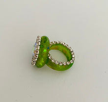 Load image into Gallery viewer, Green Resin Ring with Rhinestones
