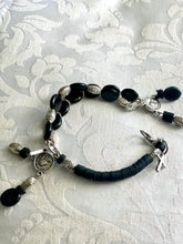 Load image into Gallery viewer, Semi-Rigid Black Agate Bracelet
