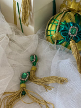 Load image into Gallery viewer, Green Jeweled Christmas Bauble
