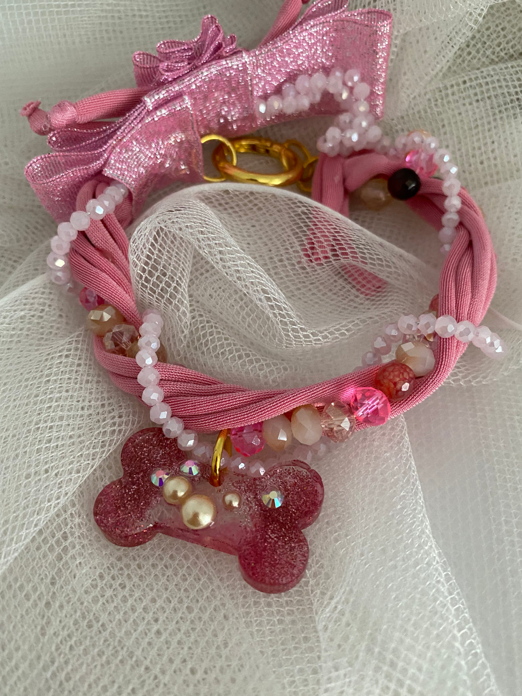 Pink Crystal Pet Necklace